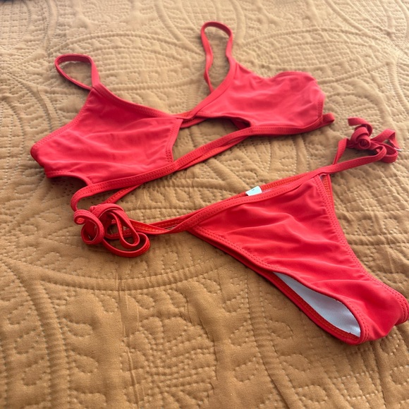 Red Cut Out Bikini - Picture 2 of 4